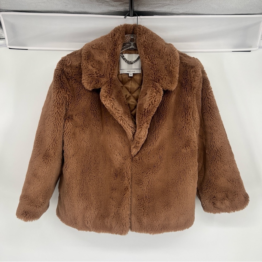 Eaves Cash Brown Faux Fur Classic Collared Formal Teddy Coat Medium - Picture 2 of 10